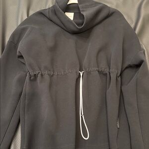 Varley Black Drawstring Cowl Neck Sweatshirt